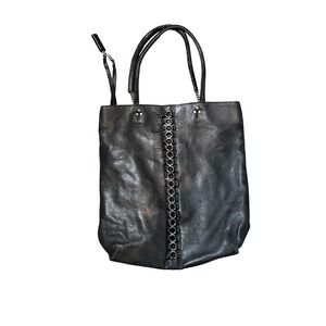 Jerome Dreyfuss Dario Black Leather Chain Detail Tote Bag Modern Parisian Chic